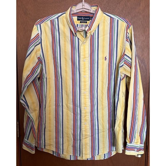 Ralph Lauren Shirt Mens XL Yellow Colorful Stripe‎ Long Sleeve - Picture 2 of 6